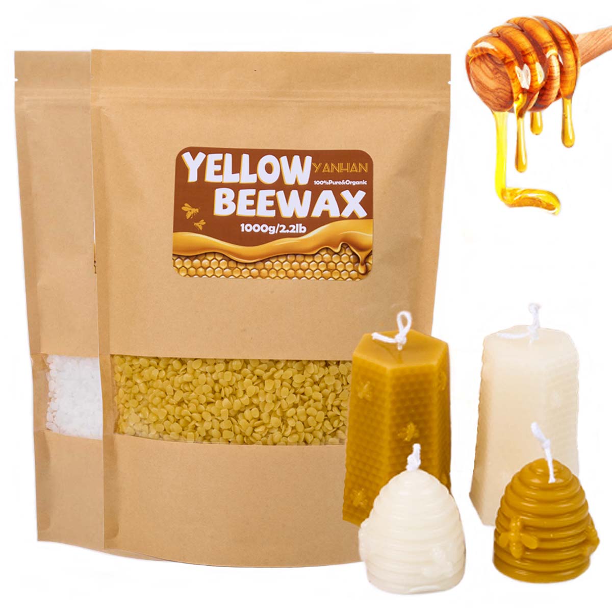 1000g Pure Natural Granular Wh - Candle Supplies Beeswax ulasan dan harga