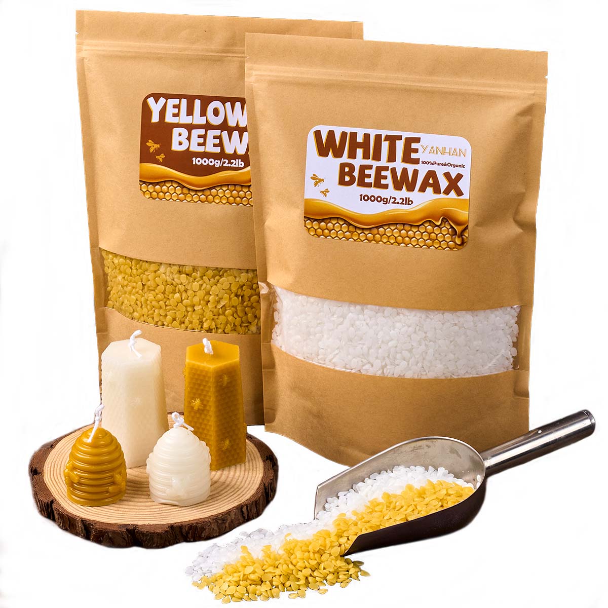 1000g Pure Natural Granular Wh - Candle Supplies Beeswax ulasan dan harga